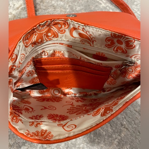 Grace Adele Orange Crossbody Shoulder Purse Handbag Bag Studded Card Slots - Picture 4 of 12